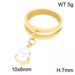 Stainless Steel Stone&Crystal Ring - KR116470-Z