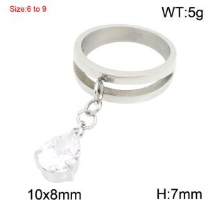 Stainless Steel Stone&Crystal Ring - KR116471-Z