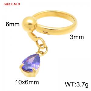 Stainless Steel Stone&Crystal Ring - KR116474-Z