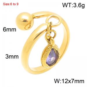 Stainless Steel Stone&Crystal Ring - KR116489-Z