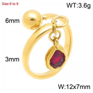Stainless Steel Stone&Crystal Ring - KR116490-Z