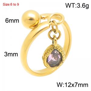 Stainless Steel Stone&Crystal Ring - KR116491-Z