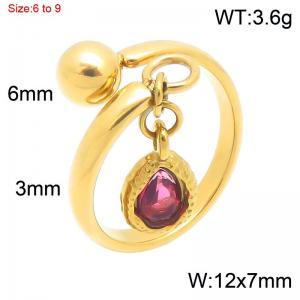 Stainless Steel Stone&Crystal Ring - KR116495-Z