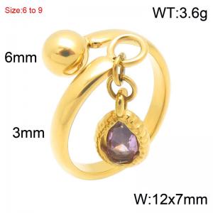 Stainless Steel Stone&Crystal Ring - KR116497-Z
