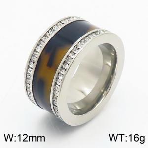Stainless Steel Stone&Crystal Ring - KR32193-K
