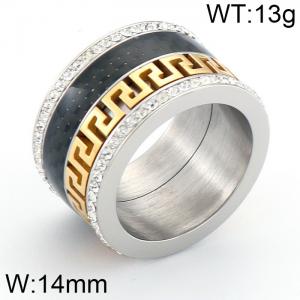 Stainless Steel Stone&Crystal Ring - KR33525-K