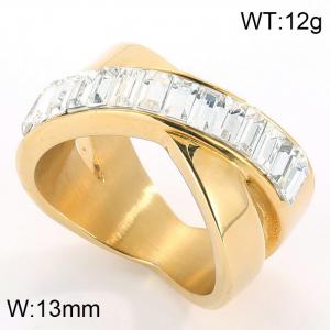 Stainless Steel Stone&Crystal Ring - KR34611-AD