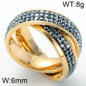 Stainless Steel Stone&Crystal Ring - KR34685-K