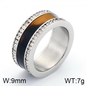 Stainless Steel Stone&Crystal Ring - KR34989-K