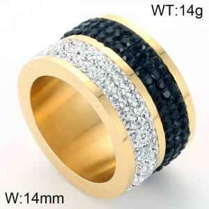 Stainless Steel Stone&Crystal Ring - KR36627-K