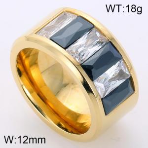 Stainless Steel Stone&Crystal Ring - KR37134-K