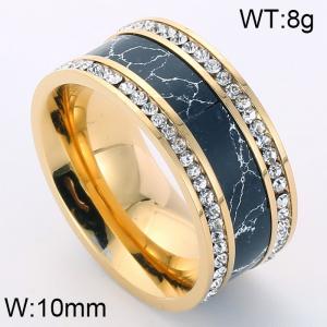 Stainless Steel Stone&Crystal Ring - KR37438-K