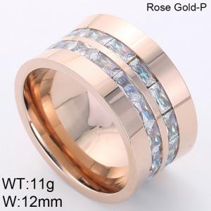 Stainless Steel Stone&Crystal Ring - KR39818-K