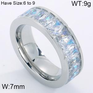 Stainless Steel Stone&Crystal Ring - KR39864-K