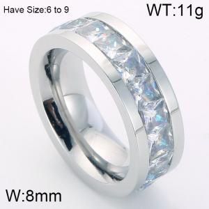 Stainless Steel Stone&Crystal Ring - KR39876-K