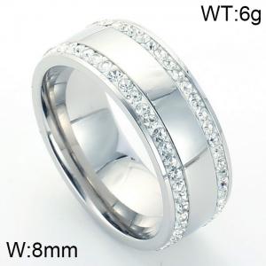 Stainless Steel Stone&Crystal Ring - KR42304-K