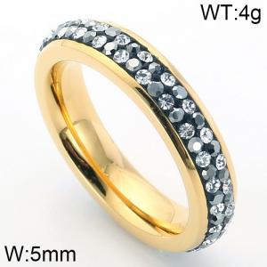 Stainless Steel Stone&Crystal Ring - KR43362-K