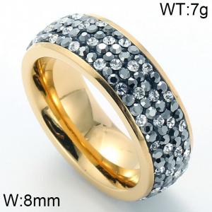 Stainless Steel Stone&Crystal Ring - KR43364-K