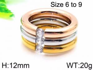 Stainless Steel Stone&Crystal Ring - KR44305-K