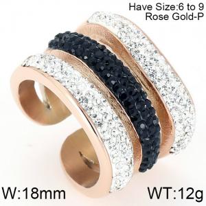 Stainless Steel Stone&Crystal Ring - KR44373-K