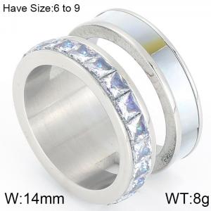 Stainless Steel Stone&Crystal Ring - KR44435-K