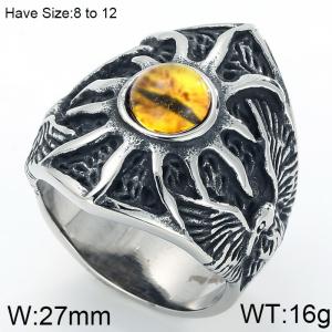 Stainless Steel Stone&Crystal Ring - KR44630-BD