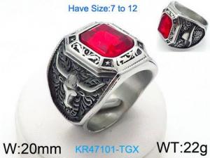 Stainless Steel Stone&Crystal Ring - KR47101-TGX