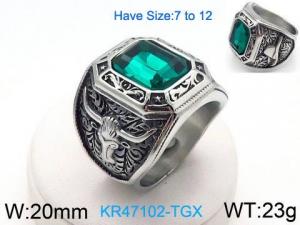 Stainless Steel Stone&Crystal Ring - KR47102-TGX