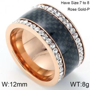 Stainless Steel Stone&Crystal Ring - KR47884-K