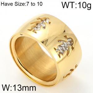 Stainless Steel Gold-plating Ring - KR48175-K