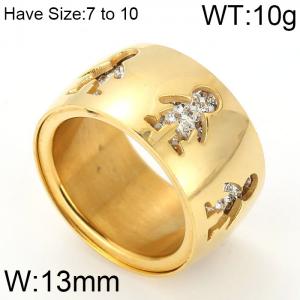 Stainless Steel Gold-plating Ring - KR48176-K