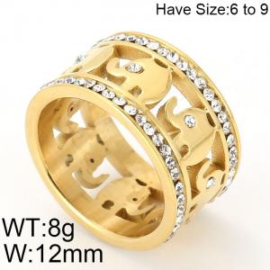 Stainless Steel Stone&Crystal Ring - KR48471-GC