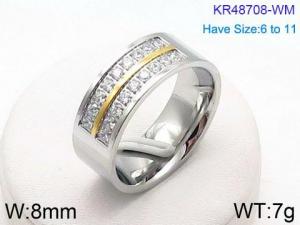 Stainless Steel Stone&Crystal Ring - KR48708-WM