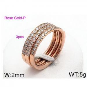 Stainless Steel Stone&Crystal Ring - KR50392-GC