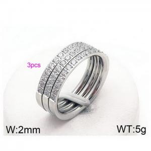 Stainless Steel Stone&Crystal Ring - KR50393-GC