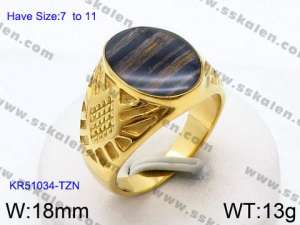 Stainless Steel Gold-plating Ring - KR51034-TZN