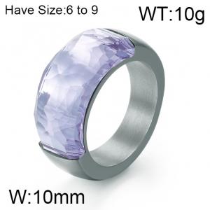 Stainless Steel Stone&Crystal Ring - KR51549-K