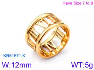 Stainless Steel Gold-plating Ring - KR51571-K