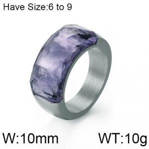 Stainless Steel Stone&Crystal Ring - KR52393-K