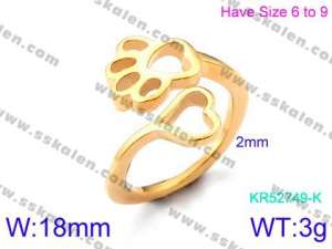 Stainless Steel Gold-plating Ring - KR52749-K