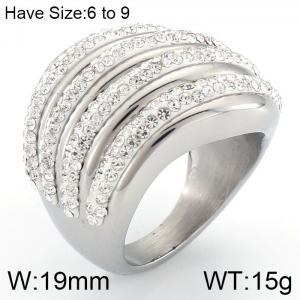 Stainless Steel Stone&Crystal Ring - KR53003-K