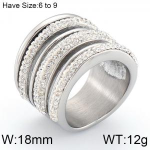 Stainless Steel Stone&Crystal Ring - KR53005-K