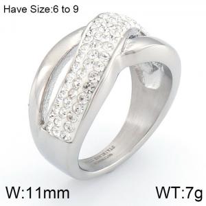 Stainless Steel Stone&Crystal Ring - KR53009-K