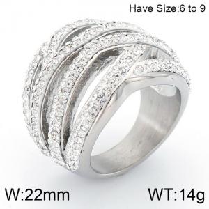 Stainless Steel Stone&Crystal Ring - KR53015-K