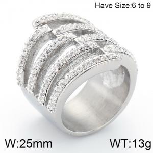Stainless Steel Stone&Crystal Ring - KR53399-K