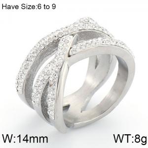 Stainless Steel Stone&Crystal Ring - KR53405-K