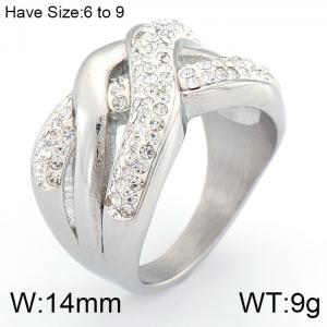 Stainless Steel Stone&Crystal Ring - KR53406-K