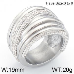 Stainless Steel Stone&Crystal Ring - KR53411-K