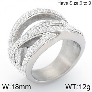 Stainless Steel Stone&Crystal Ring - KR53412-K