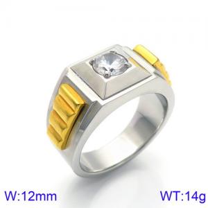 Stainless Steel Stone&Crystal Ring - KR82575-KYM